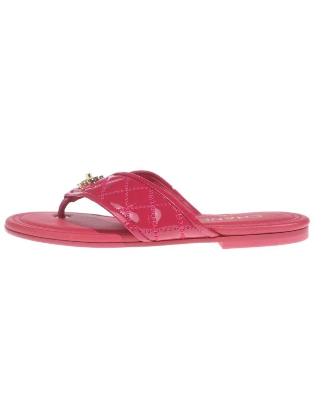 Chanel Enamel Leather Sandals Pink